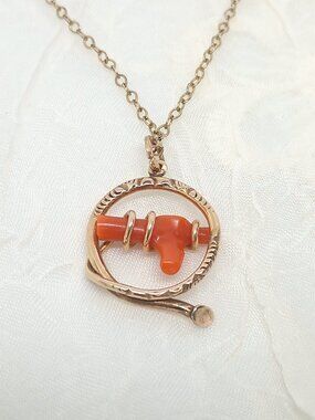 Antique Victorian Gold Filled Coral Branch Love Knot 18" Necklace 1/20 12 Kt GF